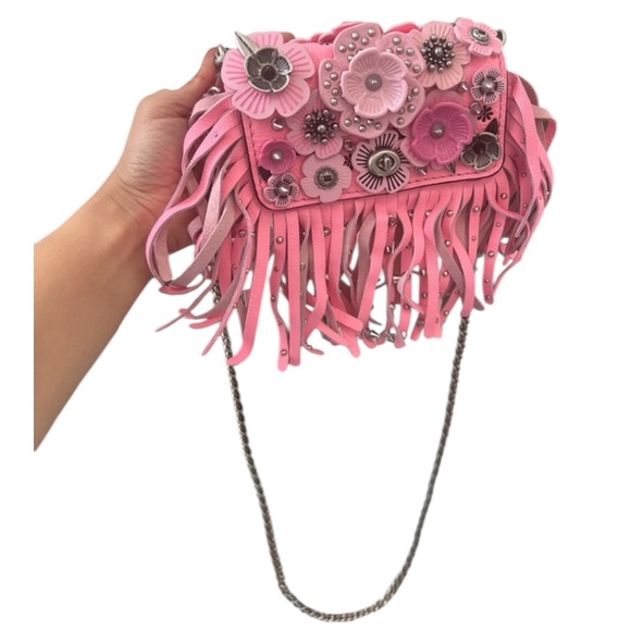 Coach 1941 Dinky 15 Wild Tea Rose Fringe Crossbody Bag NWT Ltd Ed Pink Leather - Picture 6 of 16